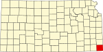 Map of Kansas highlighting Cherokee County